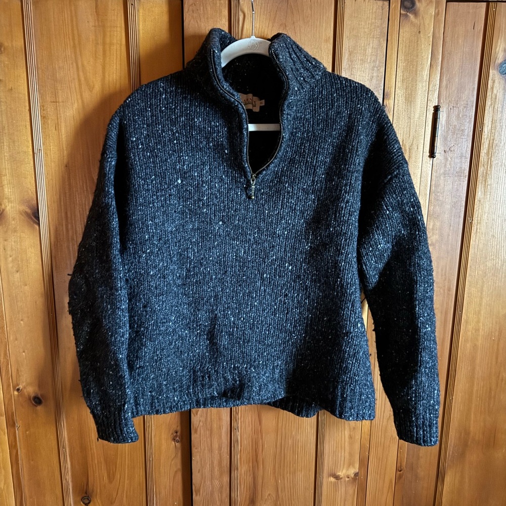 Grey Quarter-zip Wool Sweater